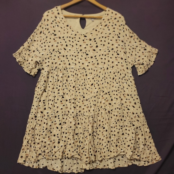 White Birch Cream and Black Spotted Mini Dress - Picture 1 of 3